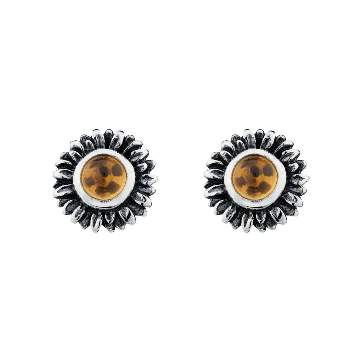 silver sunflower earrings nature inspired bohemian jewellery