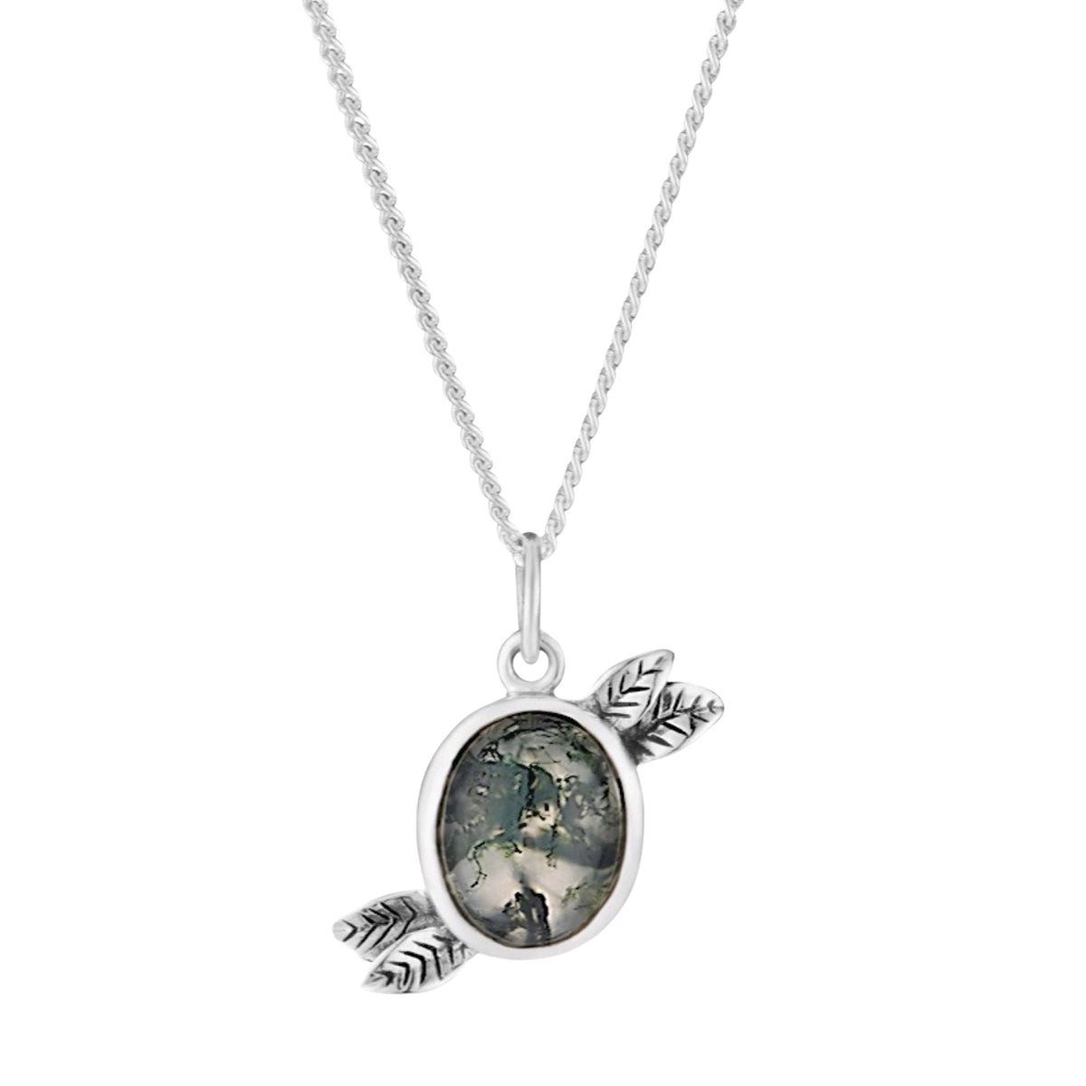EVERGREEN - Sterling Silver & Moss Agate Necklace