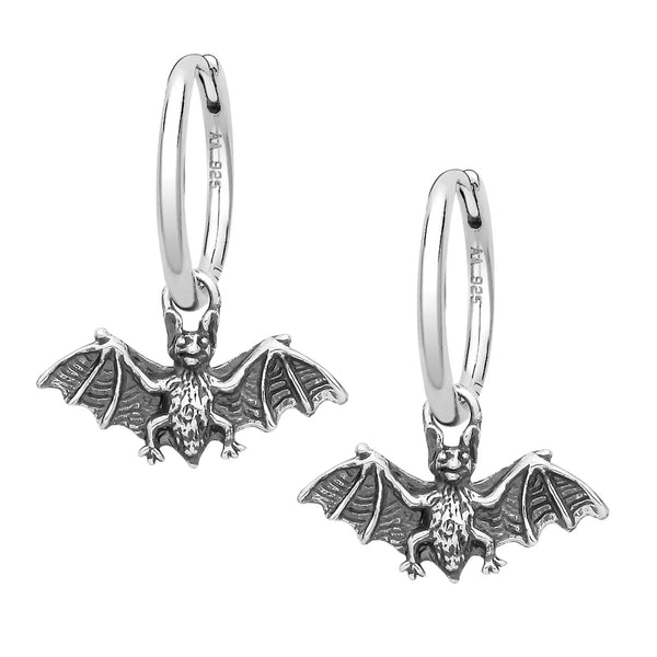 sterling silver bat hoop earrings gothic alternative spooky jewellery