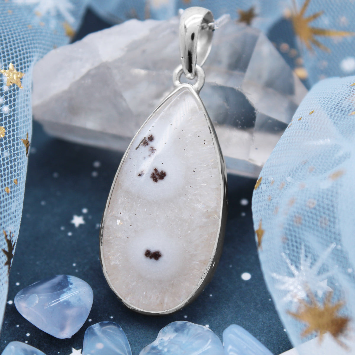 SOLAR FLAIR  - Sterling Silver & Solar Quartz Necklace