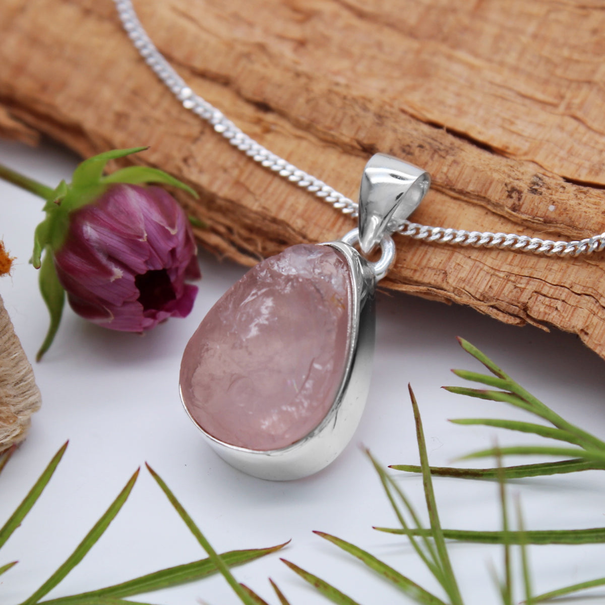 ROSE QUARTZ - Sterling Silver Necklace SECONDS