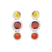 Sterling silver autumn gemstone garnet citrine carnelian stud earrings nature alt jewellery