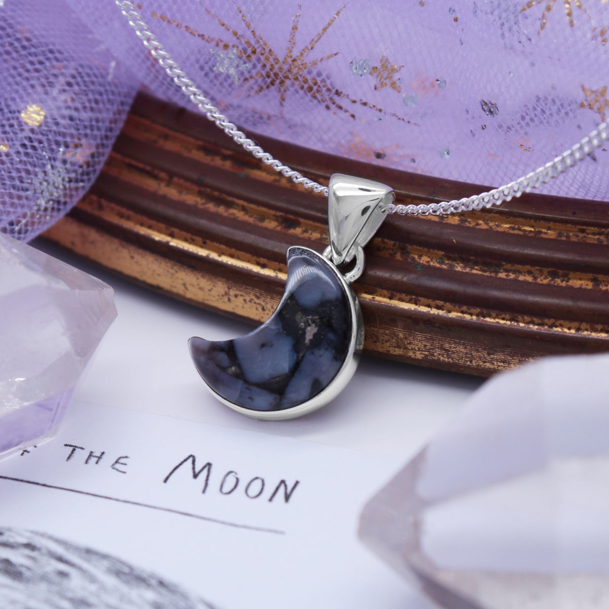 STORMY MOON - Sterling Silver & Mystic Merlinite Necklace SECONDS