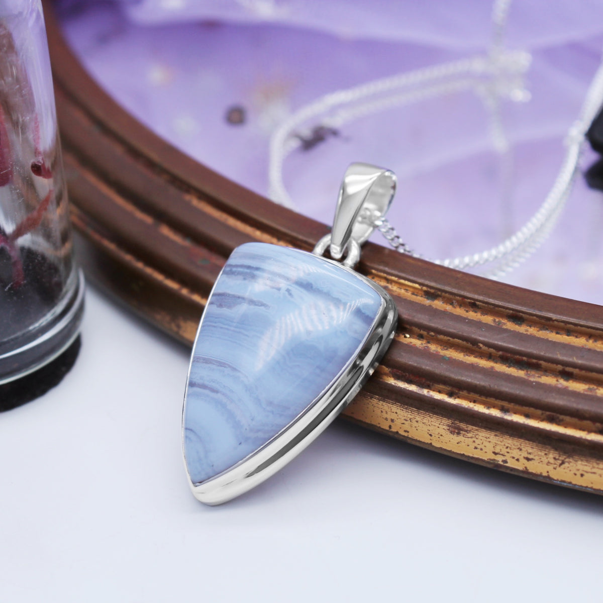 HEAVENLY SKIES - Sterling Silver & Blue Lace Agate Necklace