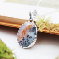 WHISPERING WOODS  - Sterling Silver & Scenic Agate Necklace