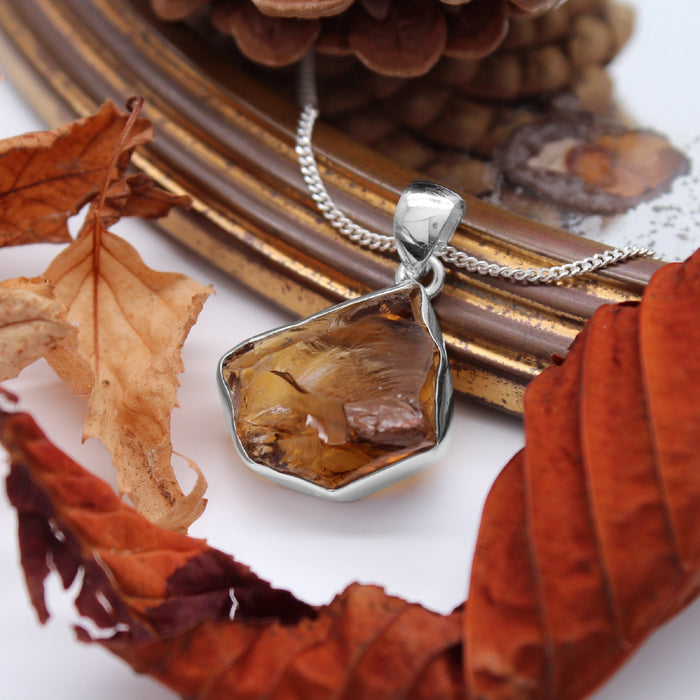 MAPLE - Sterling Silver & Cognac Quartz Necklace