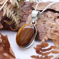 FALLEN LEAVES  - Sterling Silver & Tigers Eye Necklace