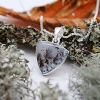 SNOWY SKIES - Sterling Silver & Dendrite Opal Necklace