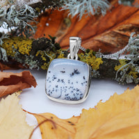 SNOWY SKIES - Sterling Silver & Dendrite Opal Necklace