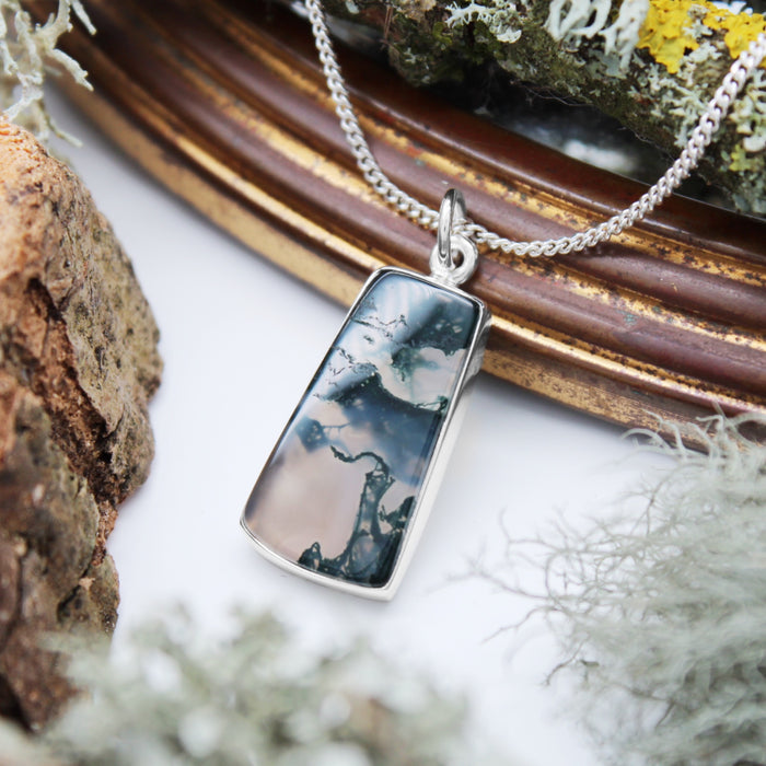 FOREST FOLLY - Sterling Silver & Moss Agate Necklace