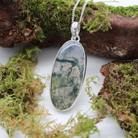 FOREST FOLLY  - Sterling Silver & Moss Agate Necklace