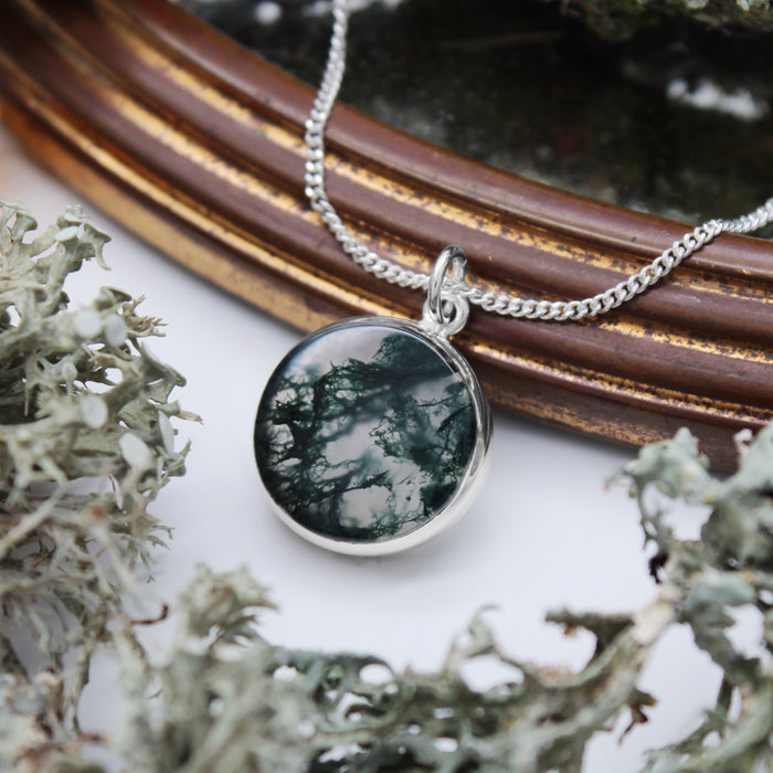 FOREST FOLLY - Sterling Silver & Moss Agate Necklace