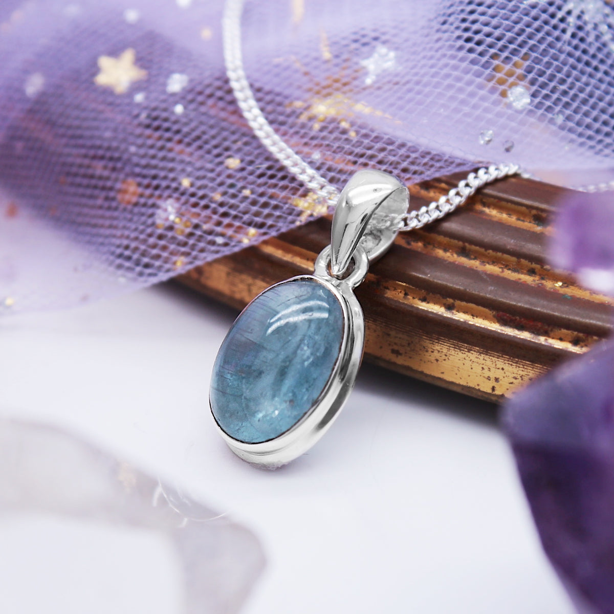 OASIS - Sterling Silver & Aqua Kyanite Necklace