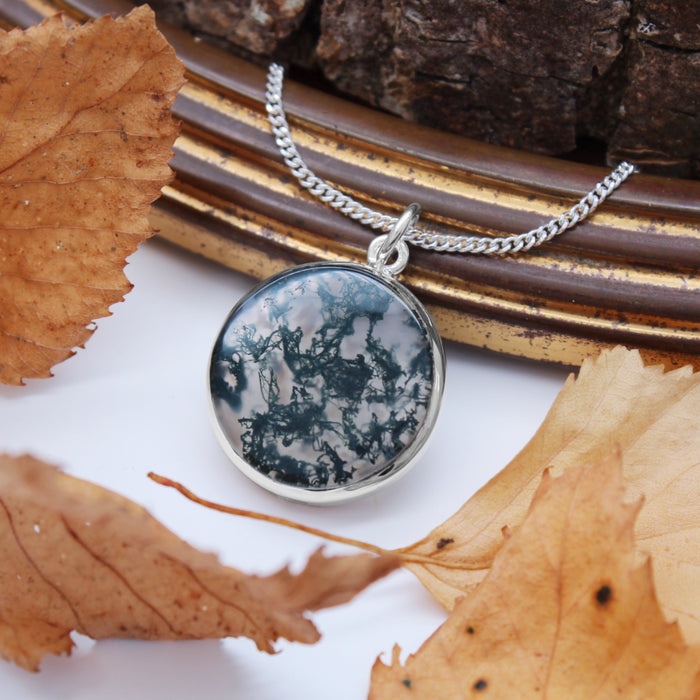 FOREST FOLLY - Sterling Silver & Moss Agate Necklace