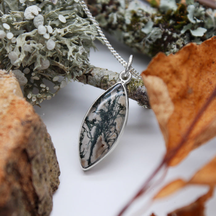 FOREST FOLLY - Sterling Silver & Moss Agate Necklace