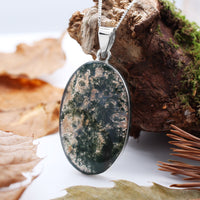 FOREST FOLLY  - Sterling Silver & Moss Agate Necklace