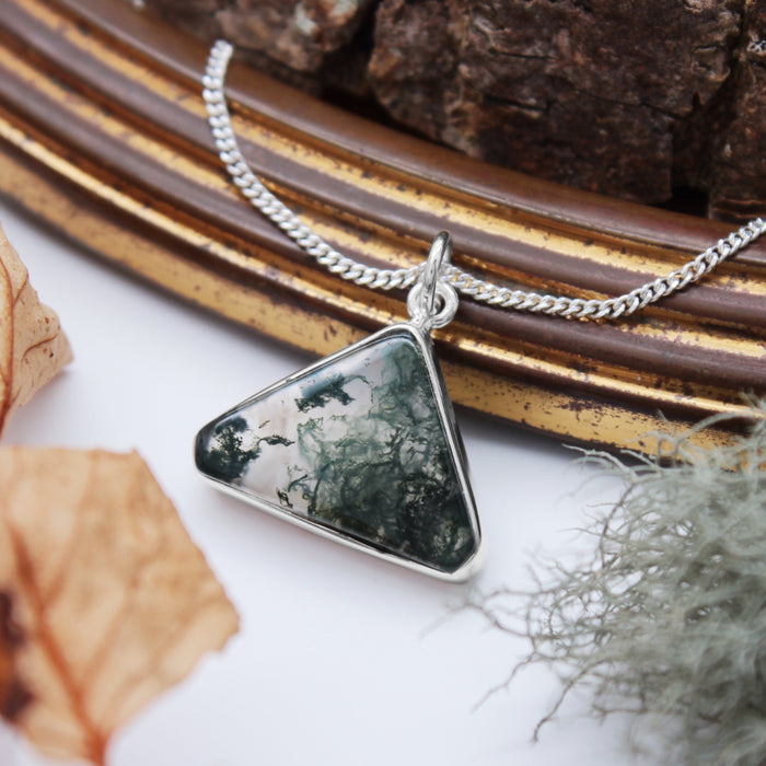 FOREST FOLLY - Sterling Silver & Moss Agate Necklace