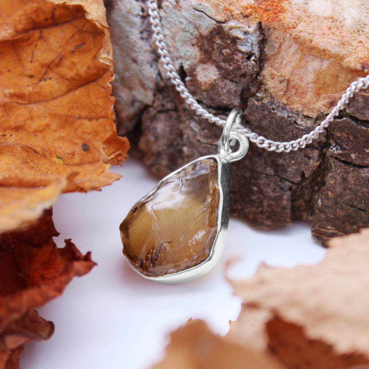 MAPLE - Sterling Silver & Cognac Quartz Necklace