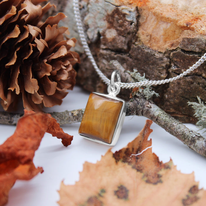 FALLEN LEAVES - Sterling Silver & Tigers Eye Necklace