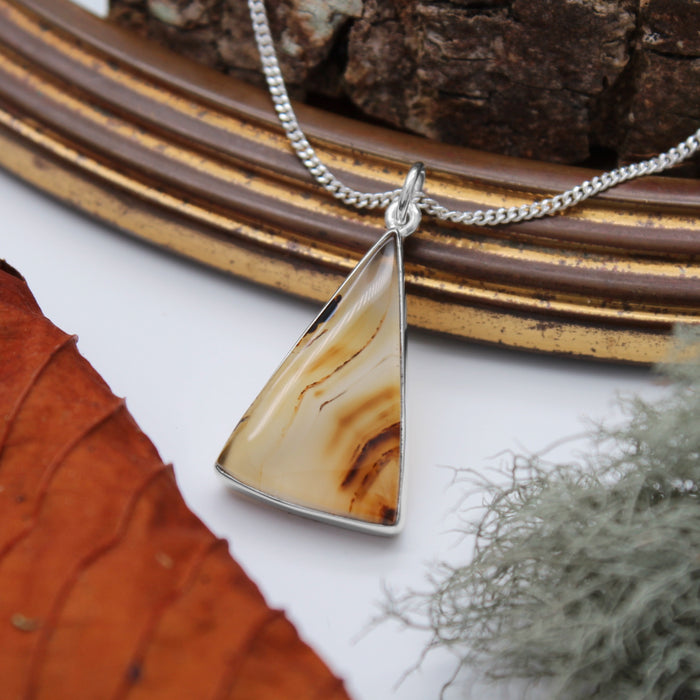 FALL - Sterling Silver & Montana Agate Necklace