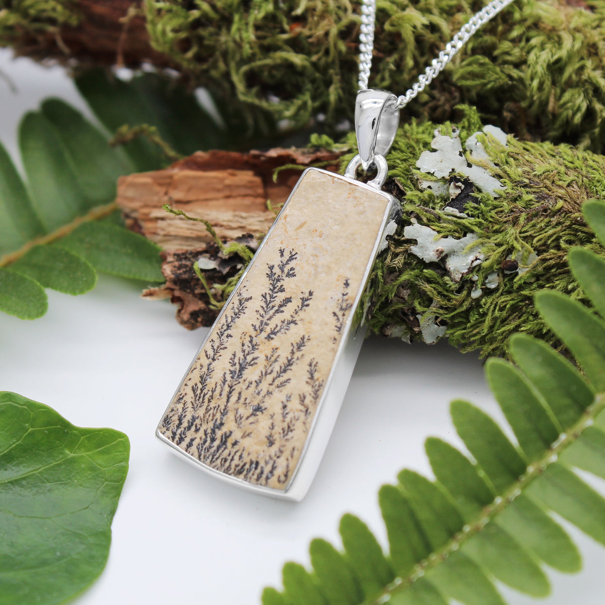 HARVEST  - Sterling Silver & Psilomelane Dendrite Necklace