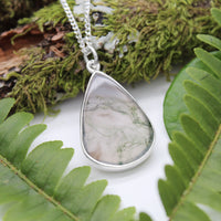 FOREST FOLLY  - Sterling Silver & Moss Agate Necklace