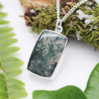 FOREST FOLLY  - Sterling Silver & Moss Agate Necklace