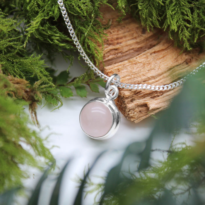 PINK WAX CAP - Sterling Silver & Rose Quartz Necklace