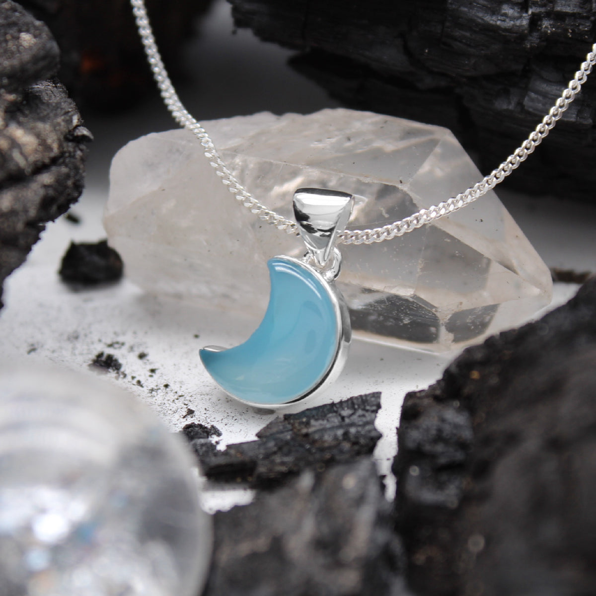 BLUE MOON - Sterling Silver & Blue Chalcedony Necklace