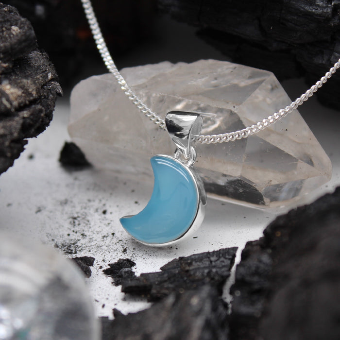 BLUE MOON - Sterling Silver & Blue Chalcedony Necklace