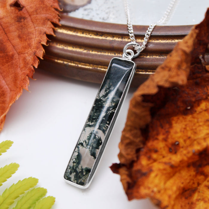 FOREST FOLLY - Sterling Silver & Moss Agate Necklace