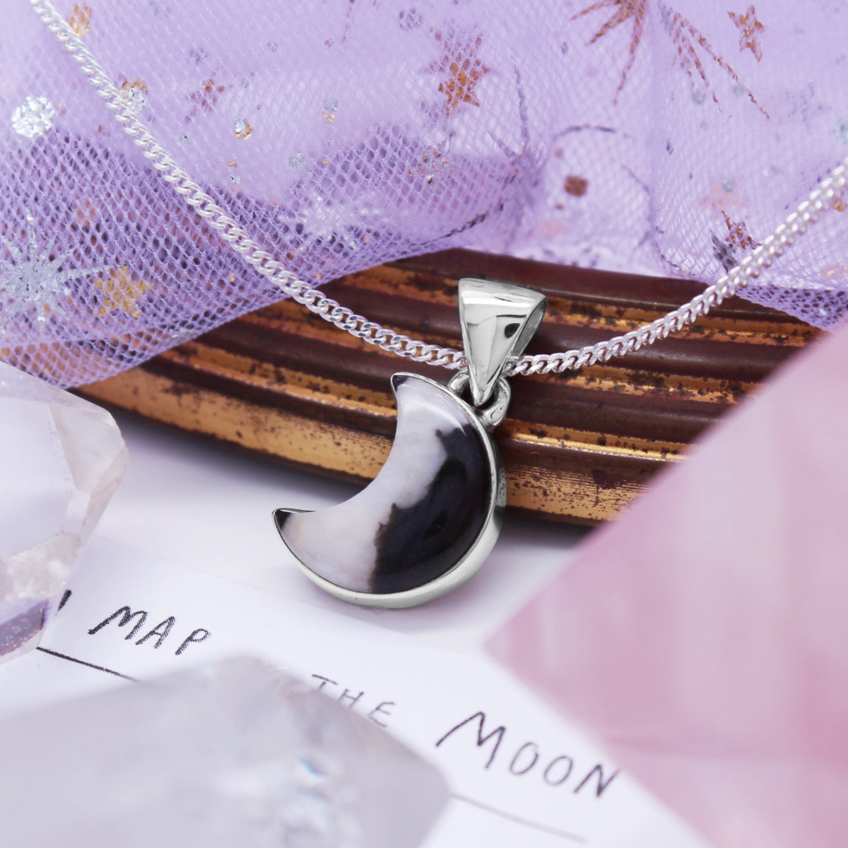 GHOST MOON - Sterling Silver & Zebra Jasper Necklace