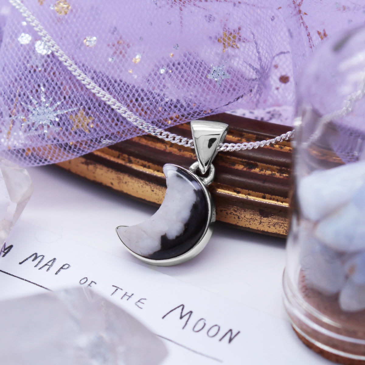 GHOST MOON - Sterling Silver & Zebra Jasper Necklace