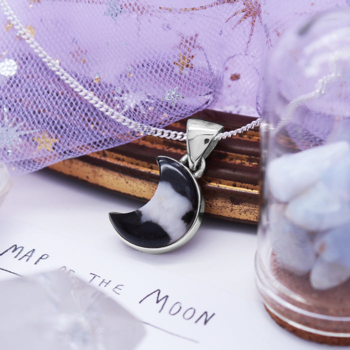 GHOST MOON - Sterling Silver & Zebra Jasper Necklace