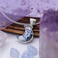 SNOW MOON - Sterling Silver & Dendritic Opal Agate Necklace