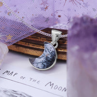 SNOW MOON - Sterling Silver & Dendritic Opal Agate Necklace