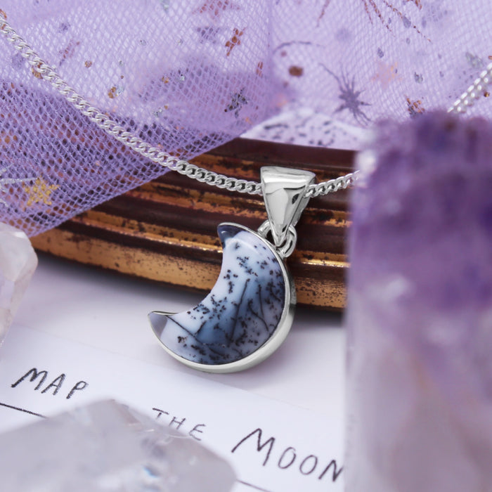 SNOW MOON - Sterling Silver & Dendritic Opal Agate Necklace