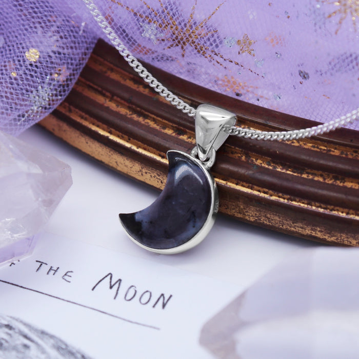 STORMY MOON - Sterling Silver & Mystic Merlinite Necklace