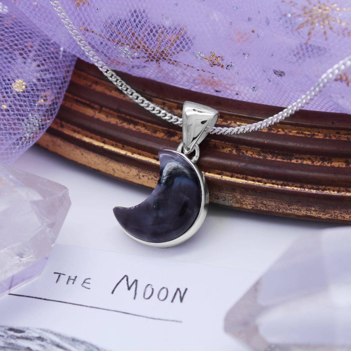 STORMY MOON - Sterling Silver & Mystic Merlinite Necklace