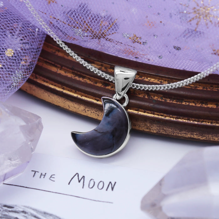 STORMY MOON - Sterling Silver & Mystic Merlinite Necklace