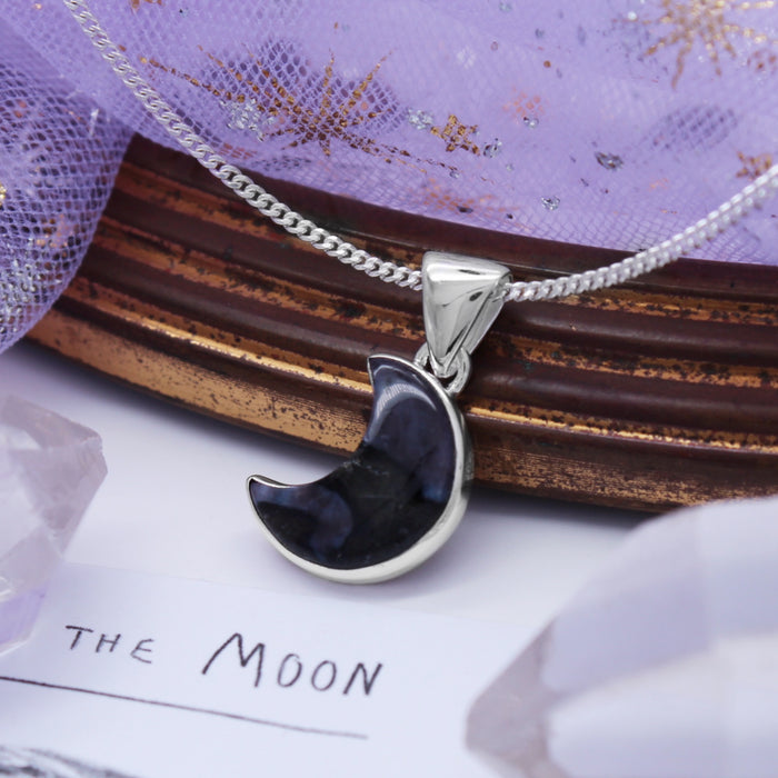 STORMY MOON - Sterling Silver & Mystic Merlinite Necklace