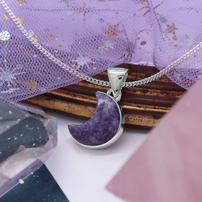 MYSTIC MOON - Sterling Silver & Purple Lepidolite Necklace