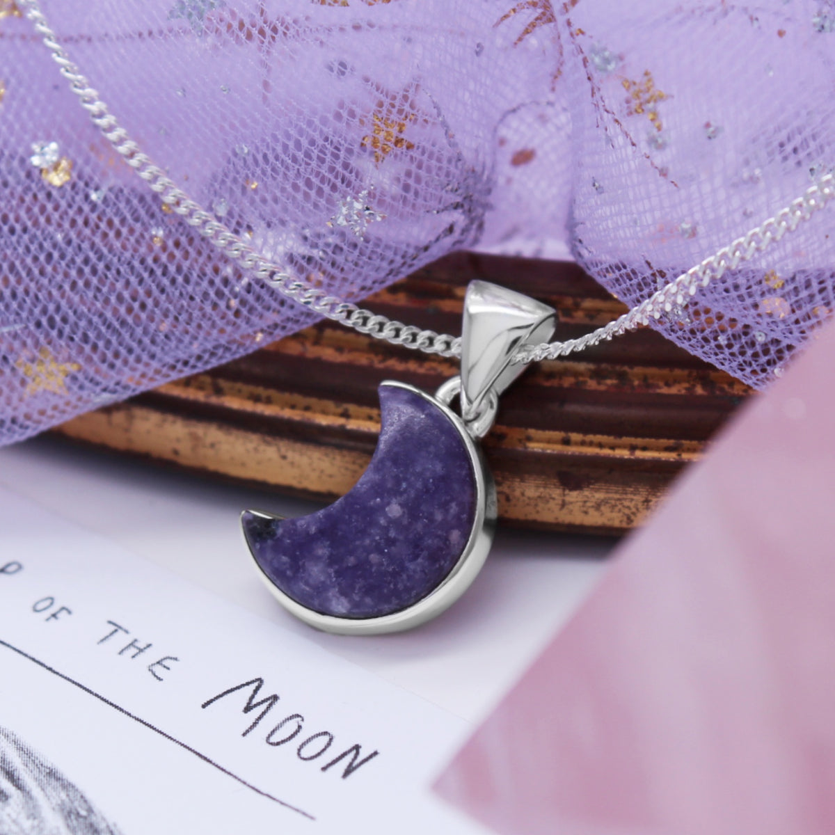 MYSTIC MOON - Sterling Silver & Purple Lepidolite Necklace