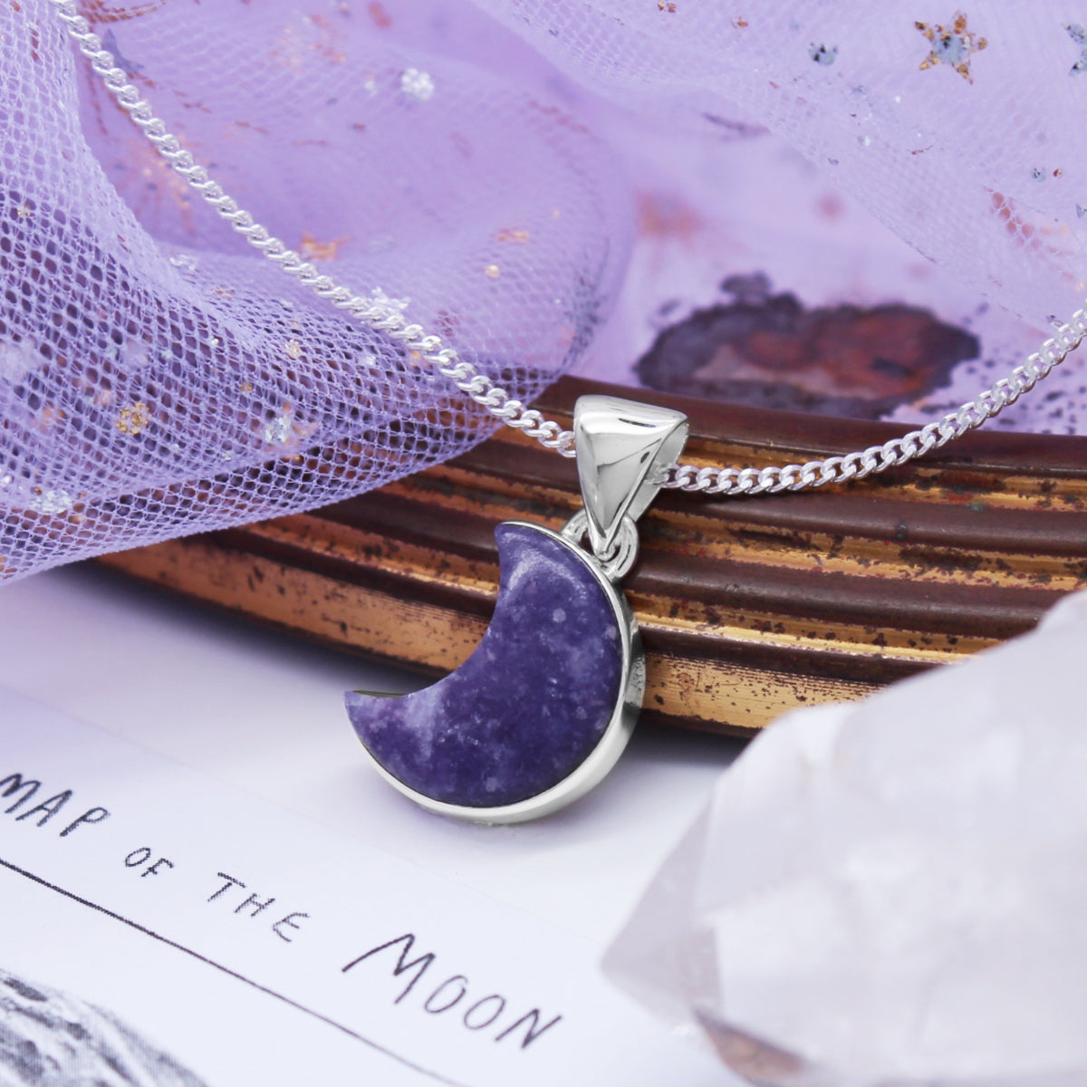 MYSTIC MOON - Sterling Silver & Purple Lepidolite Necklace