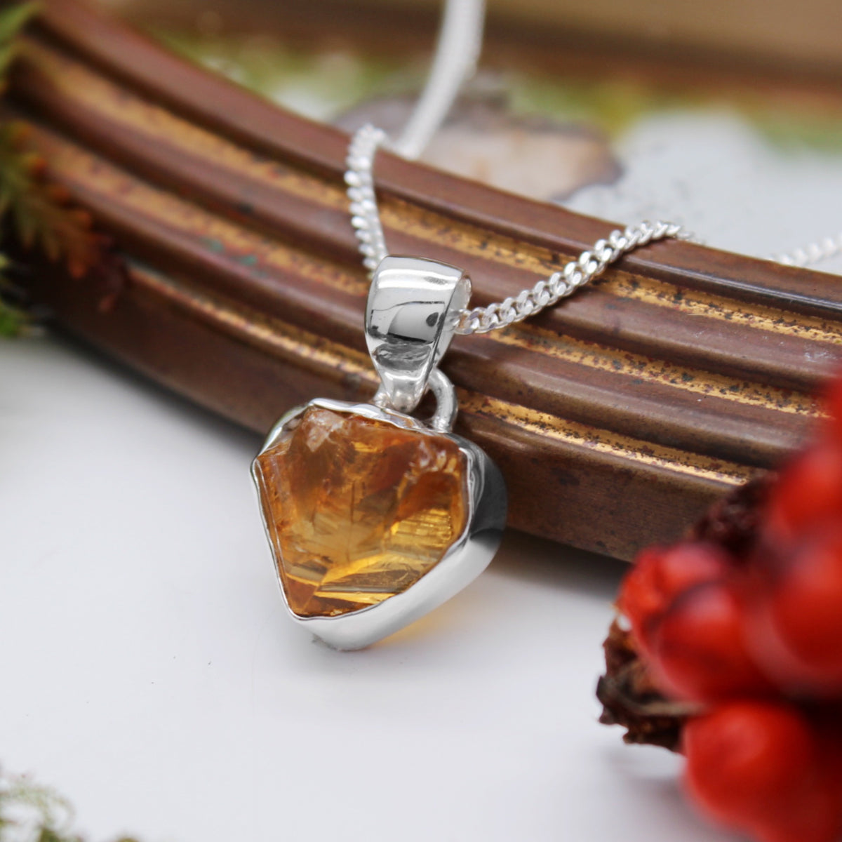 SUNSHINE - Sterling Silver & Rough Citrine Necklace