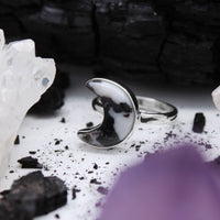 GHOST MOON - Sterling Silver & Zebra Jasper Ring - US 8