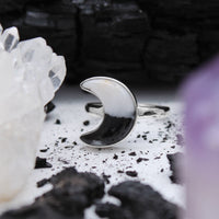 GHOST MOON - Sterling Silver & Zebra Jasper Ring - US 8