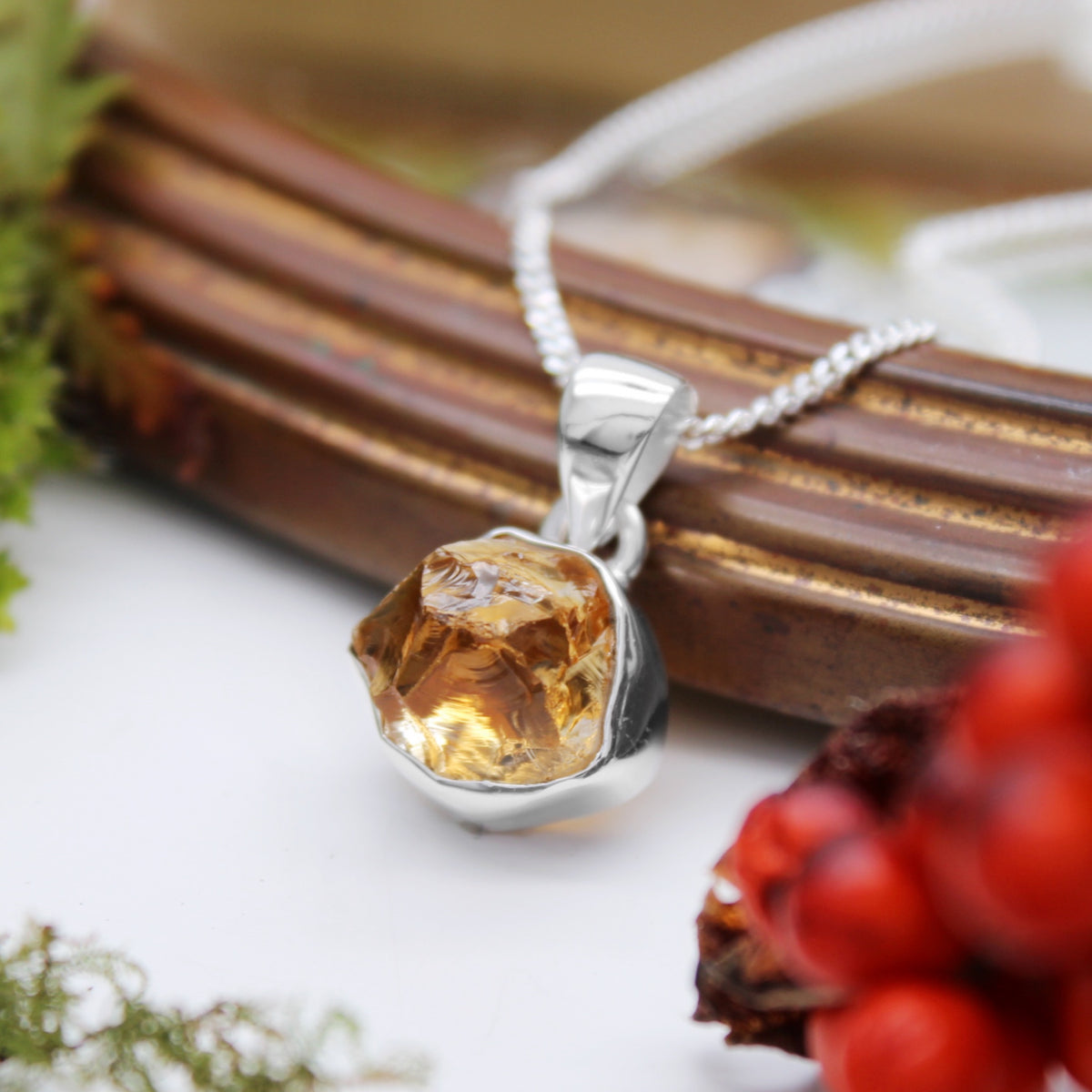 SUNSHINE - Sterling Silver & Rough Citrine Necklace