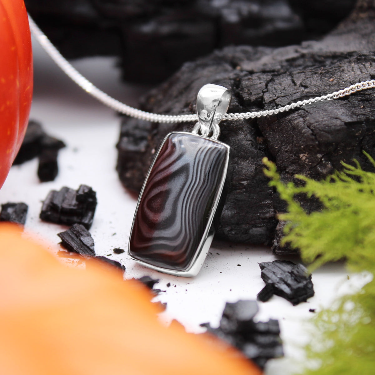 BLACK HOLE - Sterling Silver & Psilomelane Necklace