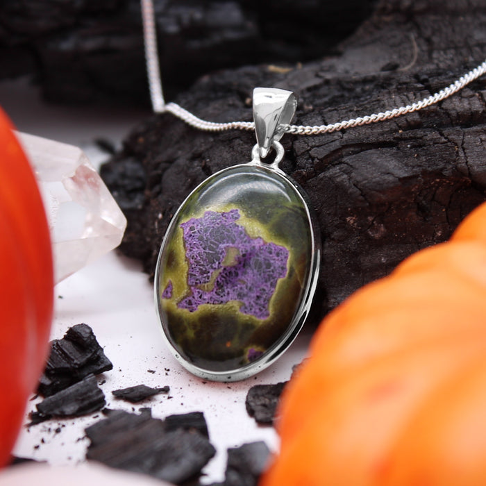 ELIXIR - Sterling Silver & Stichtite in Serpentine Necklace